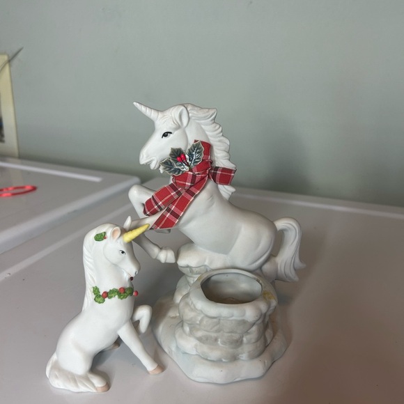 Two Vintage Porcelain Christmas Unicorns - Picture 1 of 5